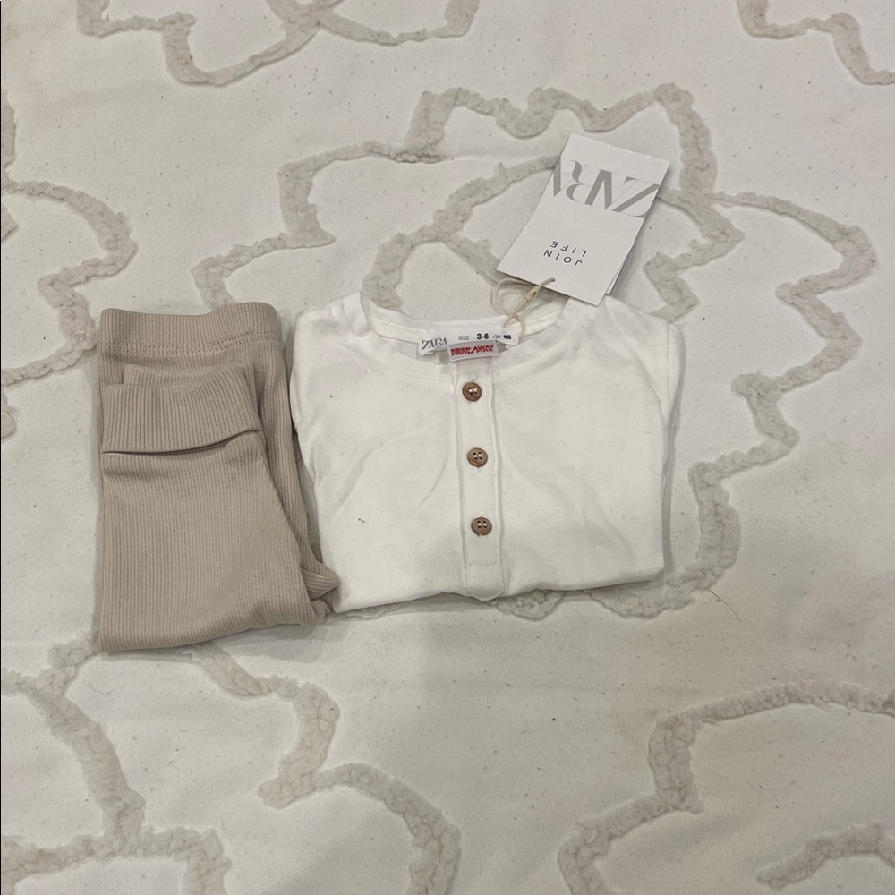 Zara Cream and Tan Baby Set